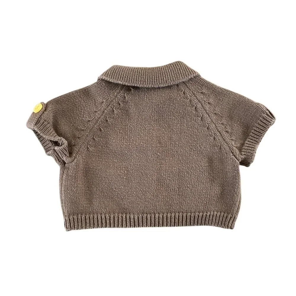 Gymboree cotton knit short sleeve button-front collared pocket cardigan